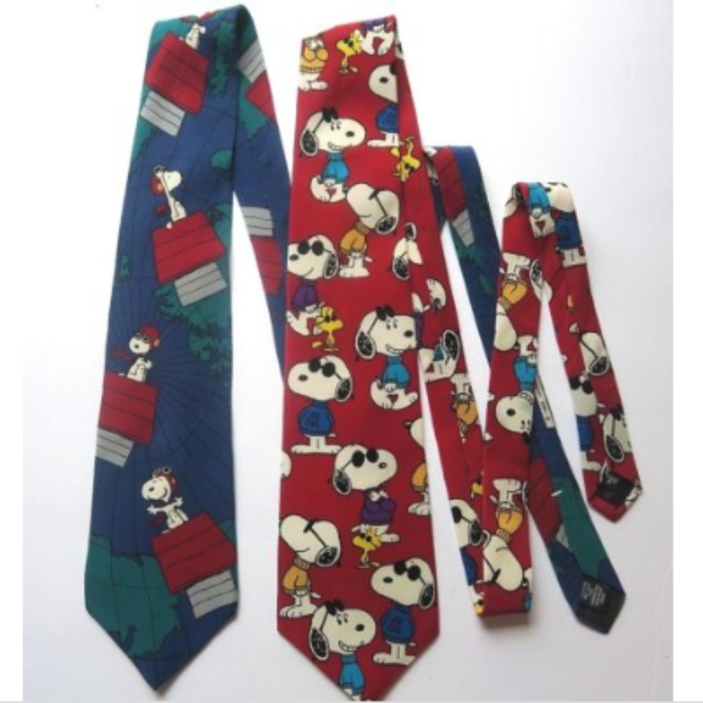 Peanut Snoopy Woodstock Red Baron Tie Silk